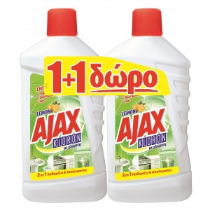 Ajax Kloron γαι Πάτωμα με Λεμόνι 1+1 Δώρο (1 Lt τεμάχιο/6 τεμάχια στο κιβώτιο)