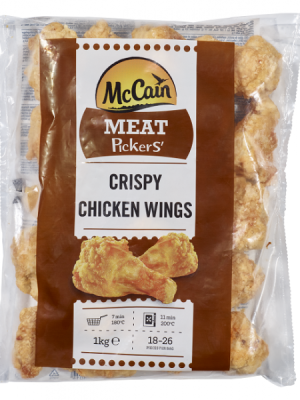 Κοτόπουλο Φτερούγες Crispy Wings "McCain" (40-60gr το τεμάχιο, 1 Kg το πακέτο/5 πακέτα στο κιβώτιο)